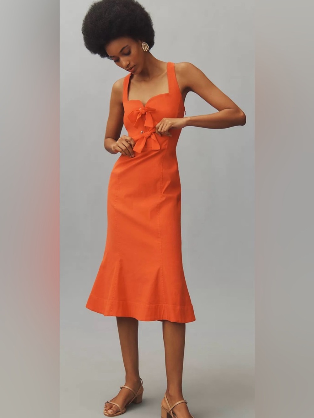 Anthropologie fitted linen dress size XS -Italian orange color N.W.T